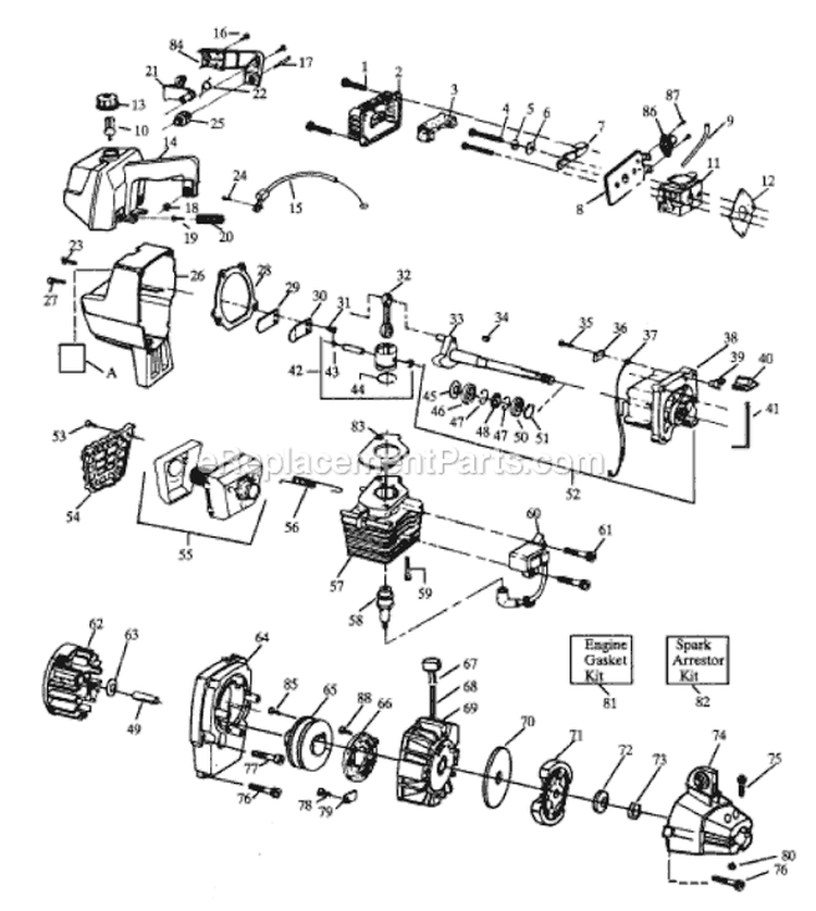 Page D Diagram and Parts List for GTI18  Weed Eater Trimmer